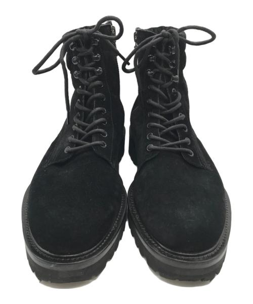 W.H（ダブルエイチ）W.H (ダブルエイチ) 撥水スエード コンバットブーツ ブラック サイズ:S8の古着・服飾アイテム