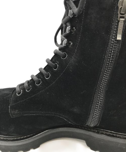 W.H（ダブルエイチ）W.H (ダブルエイチ) 撥水スエード コンバットブーツ ブラック サイズ:S8の古着・服飾アイテム