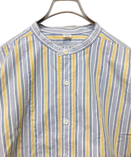 45R（フォーティファイブ・アール）45R (フォーティーファイブアール) ダンプマルチストライプの908ビッグーグーシャツ ブルー×イエロー サイズ:4の古着・服飾アイテム