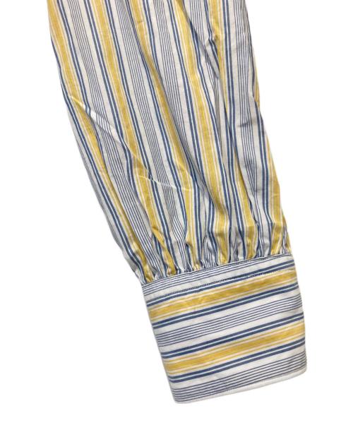 45R（フォーティファイブ・アール）45R (フォーティーファイブアール) ダンプマルチストライプの908ビッグーグーシャツ ブルー×イエロー サイズ:4の古着・服飾アイテム