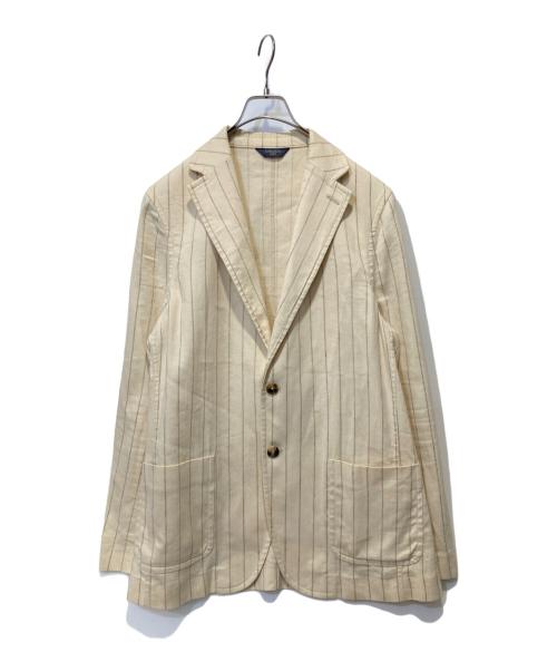 CIRCOLO 1901（チルコロ1901）Circolo 1901 (チルコロ1901) ストライプコットンリネンジャージーシングル2Bジャケット ベージュ サイズ:50の古着・服飾アイテム
