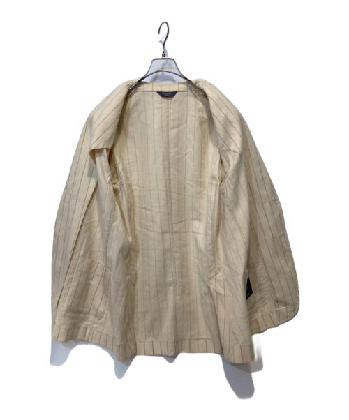 CIRCOLO 1901（チルコロ1901）Circolo 1901 (チルコロ1901) ストライプコットンリネンジャージーシングル2Bジャケット ベージュ サイズ:50の古着・服飾アイテム