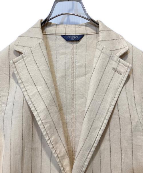 CIRCOLO 1901（チルコロ1901）Circolo 1901 (チルコロ1901) ストライプコットンリネンジャージーシングル2Bジャケット ベージュ サイズ:50の古着・服飾アイテム