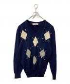 Pringleプリングル）の古着「カシミヤアーガイルVネックニット」｜ネイビー
