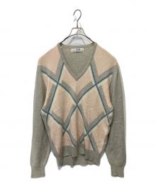 Pringle（プリングル）の古着「カシミヤアーガイルVネックニット」｜グレー