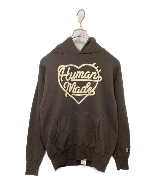 HUMAN MADE（ヒューマンメイド）HUMAN MADE (ヒューマンメイド) プリントロゴフーディー ブラウン サイズ:Mの古着・服飾アイテム
