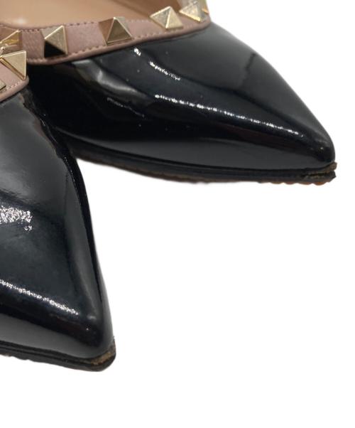 VALENTINO GARAVANI（ヴァレンティノ・ガラヴァーニ）VALENTINO GARAVANI (ヴァレンティノ・ガラヴァーニ) スタッズフラットパンプス ブラック サイズ:35の古着・服飾アイテム