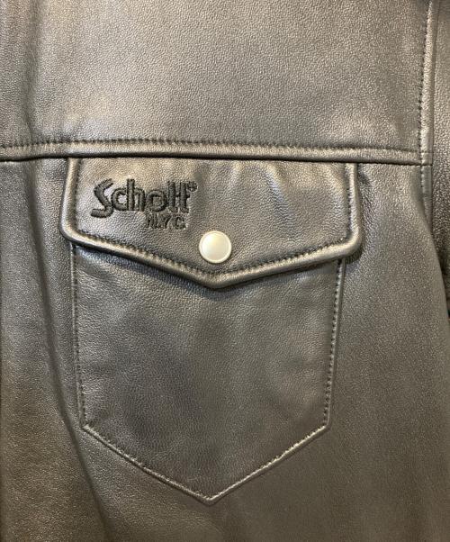 Schott（ショット）Schott (ショット) LAMB LEATHER SHIRT ブラック サイズ:Mの古着・服飾アイテム