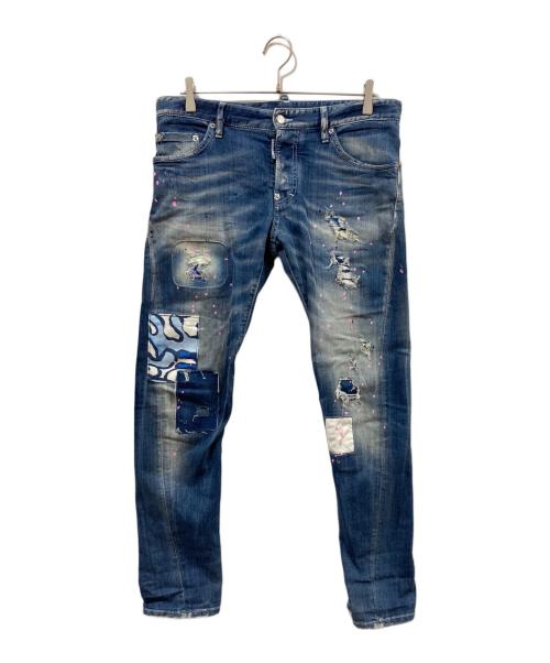 DSQUARED2（ディースクエアード）DSQUARED2 (ディースクエアード) ダメージスキニーパンツ インディゴ サイズ:48の古着・服飾アイテム