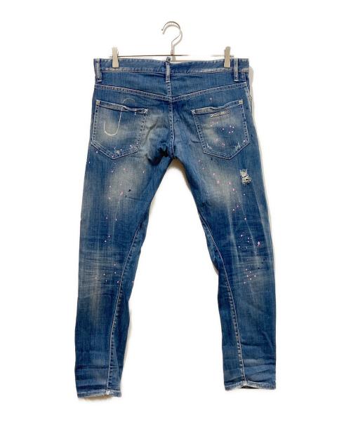 DSQUARED2（ディースクエアード）DSQUARED2 (ディースクエアード) ダメージスキニーパンツ インディゴ サイズ:48の古着・服飾アイテム