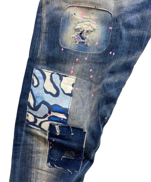 DSQUARED2（ディースクエアード）DSQUARED2 (ディースクエアード) ダメージスキニーパンツ インディゴ サイズ:48の古着・服飾アイテム