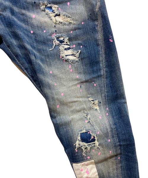 DSQUARED2（ディースクエアード）DSQUARED2 (ディースクエアード) ダメージスキニーパンツ インディゴ サイズ:48の古着・服飾アイテム