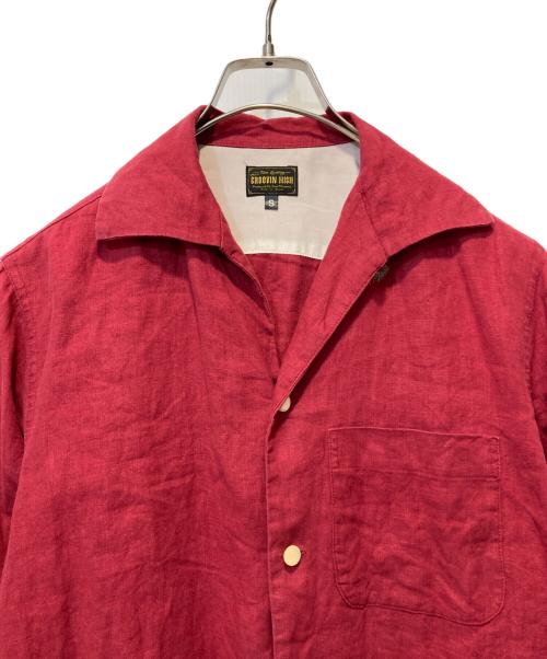 GROOVIN HIGH（グルービンハイ）GROOVIN HIGH (グルービンハイ) オープンカラーリネンシャツ レッド サイズ:Sの古着・服飾アイテム