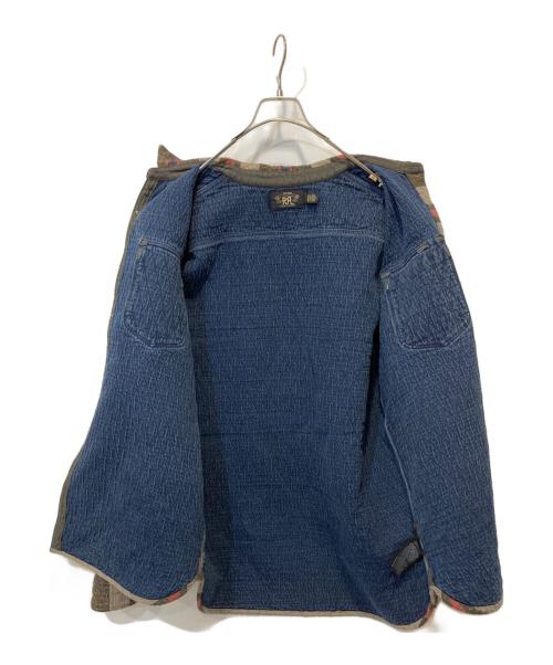 RRL（ダブルアールエル）RRL (ダブルアールエル) ストライプドダブルクロスワークシャツ グレー サイズ:Ｌの古着・服飾アイテム