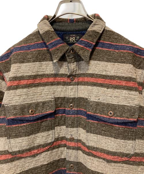 RRL（ダブルアールエル）RRL (ダブルアールエル) ストライプドダブルクロスワークシャツ グレー サイズ:Ｌの古着・服飾アイテム