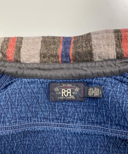RRL（ダブルアールエル）RRL (ダブルアールエル) ストライプドダブルクロスワークシャツ グレー サイズ:Ｌの古着・服飾アイテム