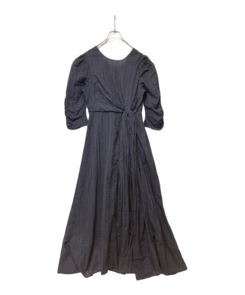 ne quittez pas（ヌキテパ）ne quittez pas (ヌキテパ) Cotton Jqd Twisted Waist Dress ネイビー サイズ:Sの古着・服飾アイテム