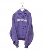 BALENCIAGAバレンシアガ）の古着「Caps Destroyed Hoodi」｜パープル