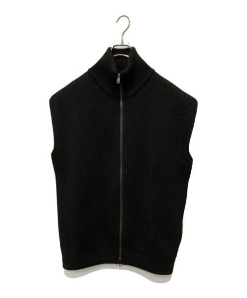 INTERIM（インテリム）INTERIM (インテリム) ハイパービッグ ハンドフレーム ドライバーズ ジップ ニットベスト ブラック サイズ:5の古着・服飾アイテム