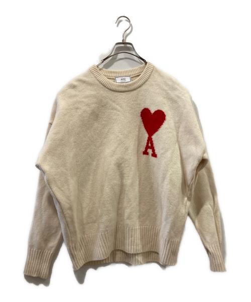 AMI PARIS（アミ パリス）AMI PARIS (アミ パリス) HEART LOGO KNIT ホワイト サイズ:Ｍの古着・服飾アイテム
