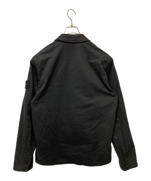 STONE ISLAND（ストーンアイランド）STONE ISLAND (ストーンアイランド) フロントポケット ロゴワッペン ジップアップシャツ ブラック サイズ:Ｌの古着・服飾アイテム