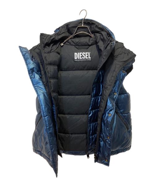 DIESEL（ディーゼル）DIESEL (ディーゼル) メタリックレイヤード中綿ベスト ブルー サイズ:Sの古着・服飾アイテム
