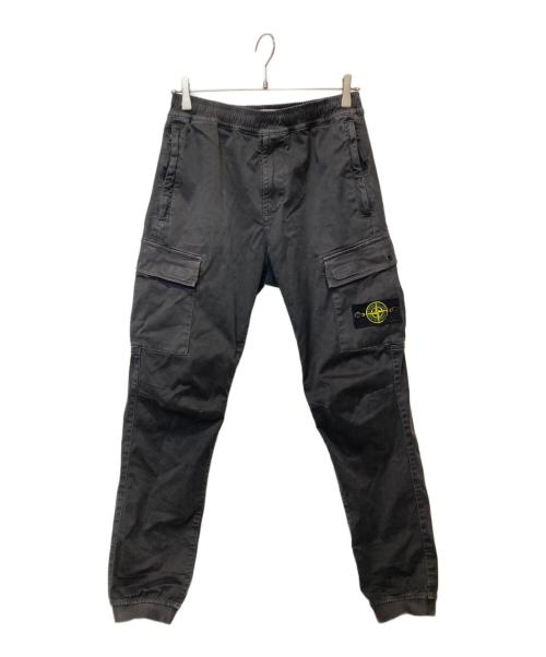 STONE ISLAND（ストーンアイランド）STONE ISLAND (ストーンアイランド) ガーメントダイコットンストレッチシャーリングテーパードカーゴパンツ ブラック サイズ:30の古着・服飾アイテム