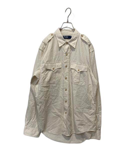 POLO RALPH LAUREN（ポロ・ラルフローレン）POLO RALPH LAUREN (ポロ・ラルフローレン) シルク混エポレットシャツ ベージュ サイズ:Ｌの古着・服飾アイテム