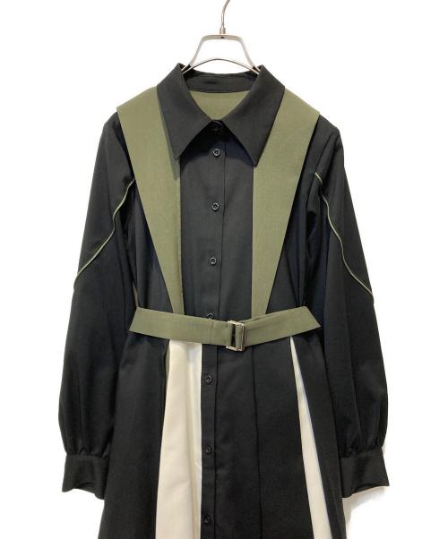 UNITED TOKYO（ユナイテッドトーキョー）UNITED TOKYO (ユナイテッドトーキョー) シャツワンピース ブラック×グリーンの古着・服飾アイテム