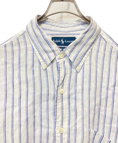 RALPH LAUREN（ラルフローレン）RALPH LAUREN (ラルフローレン) ストライプリネンシャツ ホワイト サイズ:17 1/2　XLの古着・服飾アイテム