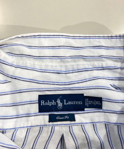 RALPH LAUREN（ラルフローレン）RALPH LAUREN (ラルフローレン) ストライプリネンシャツ ホワイト サイズ:17 1/2　XLの古着・服飾アイテム