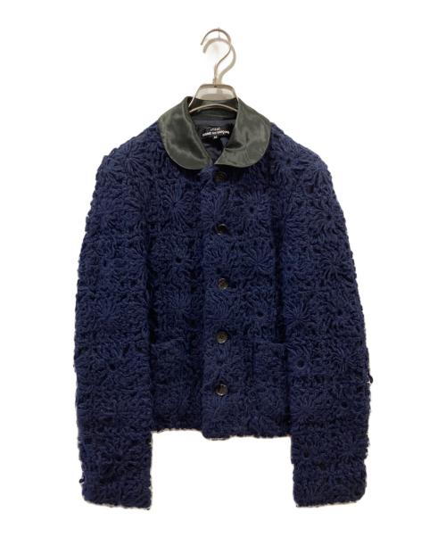 tricot COMME des GARCONS（トリココムデギャルソン）tricot COMME des GARCONS (トリココムデギャルソン) 丸襟ニットレースジャケット ネイビー サイズ:Mの古着・服飾アイテム