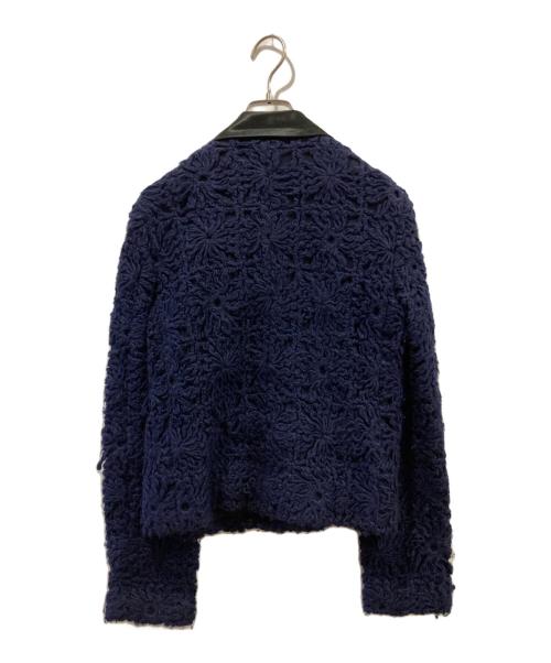 tricot COMME des GARCONS（トリココムデギャルソン）tricot COMME des GARCONS (トリココムデギャルソン) 丸襟ニットレースジャケット ネイビー サイズ:Mの古着・服飾アイテム