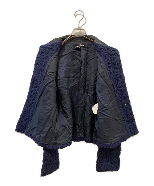 tricot COMME des GARCONS（トリココムデギャルソン）tricot COMME des GARCONS (トリココムデギャルソン) 丸襟ニットレースジャケット ネイビー サイズ:Mの古着・服飾アイテム