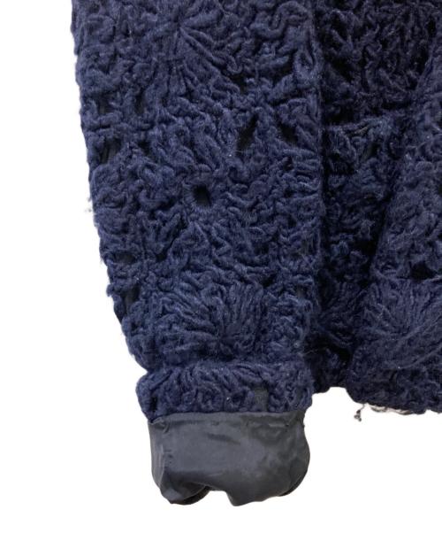 tricot COMME des GARCONS（トリココムデギャルソン）tricot COMME des GARCONS (トリココムデギャルソン) 丸襟ニットレースジャケット ネイビー サイズ:Mの古着・服飾アイテム