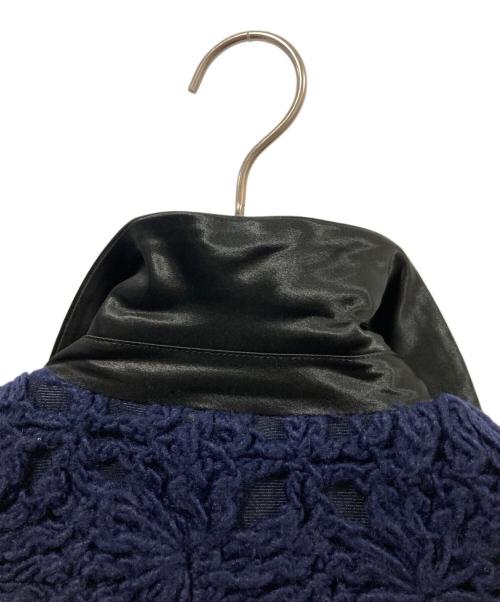 tricot COMME des GARCONS（トリココムデギャルソン）tricot COMME des GARCONS (トリココムデギャルソン) 丸襟ニットレースジャケット ネイビー サイズ:Mの古着・服飾アイテム