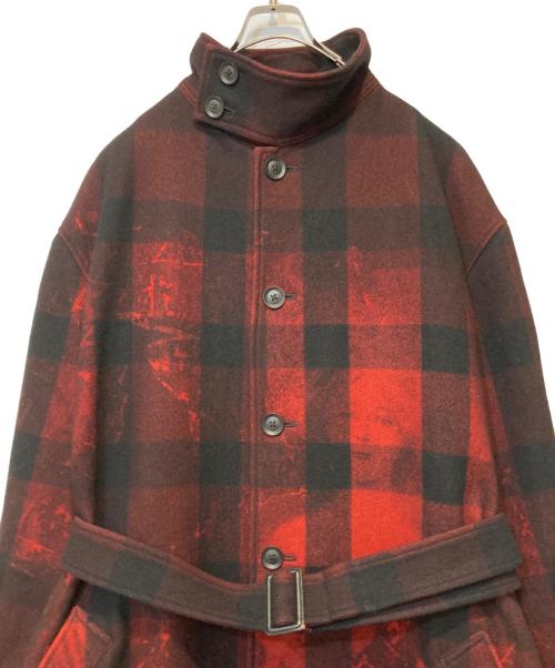 Yohji Yamamoto pour homme（ヨウジヤマモト プールオム）Yohji Yamamoto pour homme (ヨウジヤマモト プールオム) 内田柄スタンドカラーコート レッド サイズ:3の古着・服飾アイテム