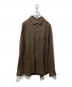 nestrobe confectネストローブ コンフェクト）の古着「起毛リネンレギュラーカラーシャツ」｜ブラウン
