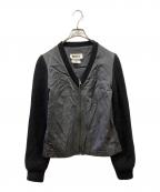 MM6 Maison Margielaエムエムシックスメゾンマルジェラ）の古着「ニット切替レーヨンジャケット」｜グレー