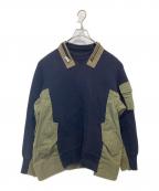 sacaiサカイ）の古着「SPONGE SWEAT HOODIE」｜ネイビー×カーキ