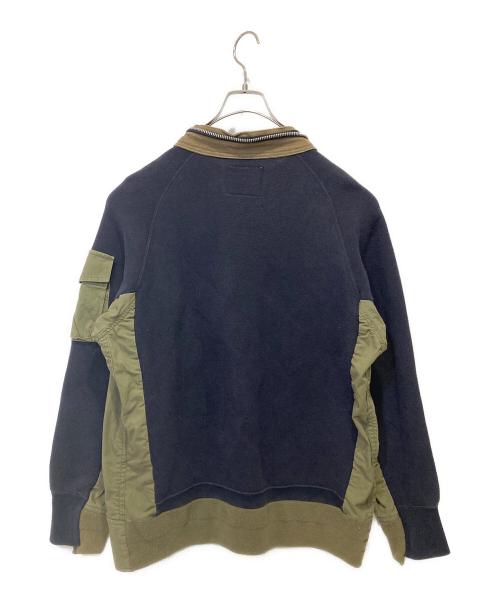 sacai（サカイ）sacai (サカイ) SPONGE SWEAT HOODIE ネイビー×カーキ サイズ:２の古着・服飾アイテム