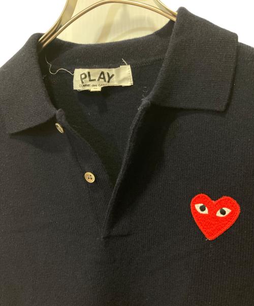 PLAY COMME des GARCONS（プレイコムデギャルソン）PLAY COMME des GARCONS (プレイコムデギャルソン) ニットポロシャツ ネイビー サイズ:Sの古着・服飾アイテム