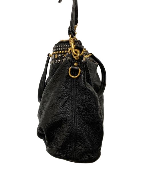 MIU MIU（ミュウミュウ）MIU MIU (ミュウミュウ) 2WAYスタッズレザーバッグ ブラックの古着・服飾アイテム