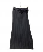 BACCAバッカ）の古着「ストライプウールギャバジンラップスカート」｜ブラック