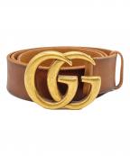GUCCIグッチ）の古着「GGマーモント レザー ベルト」｜ブラウン