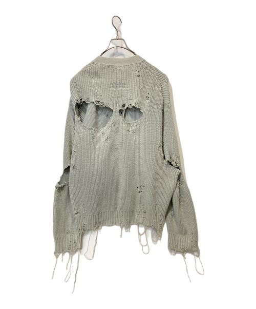 Maison MIHARA YASUHIRO（メゾン ミハラ ヤスヒロ）Maison MIHARA YASUHIRO (メゾン ミハラ ヤスヒロ) Bleached Knit Cardigan ブルー サイズ:46の古着・服飾アイテム
