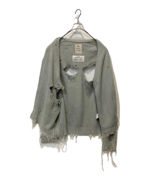 Maison MIHARA YASUHIRO（メゾン ミハラ ヤスヒロ）Maison MIHARA YASUHIRO (メゾン ミハラ ヤスヒロ) Bleached Knit Cardigan ブルー サイズ:46の古着・服飾アイテム