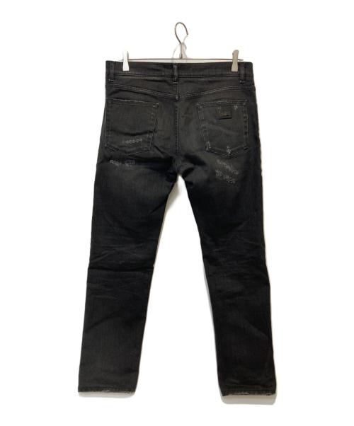 DOLCE & GABBANA（ドルチェ＆ガッバーナ）DOLCE & GABBANA (ドルチェ＆ガッバーナ) ダメージ加工デニムパンツ ブラック サイズ:48の古着・服飾アイテム
