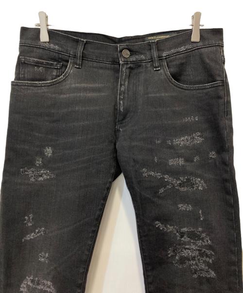 DOLCE & GABBANA（ドルチェ＆ガッバーナ）DOLCE & GABBANA (ドルチェ＆ガッバーナ) ダメージ加工デニムパンツ ブラック サイズ:48の古着・服飾アイテム