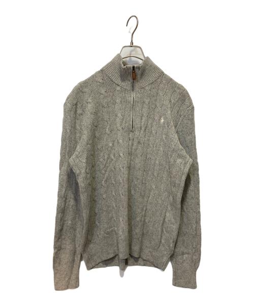 POLO RALPH LAUREN（ポロ・ラルフローレン）POLO RALPH LAUREN (ポロ・ラルフローレン) ハーフジップケーブルニットセーター グレー サイズ:Sの古着・服飾アイテム